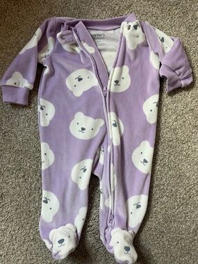 Carter's Lavender Bear Fleece Footed One-Piece